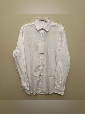 NWT Lucky Brand Stretch Long Sleeve Button Down Men's Size Medium Solid White